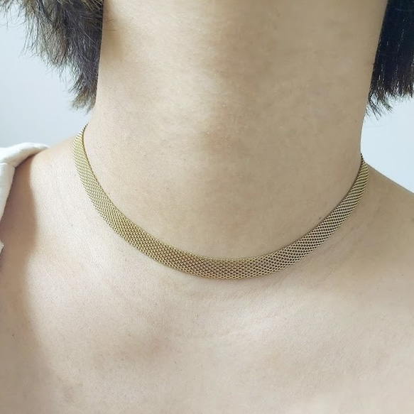 【金属アレルギー対応】mesh choker necklace RN034 4枚目の画像