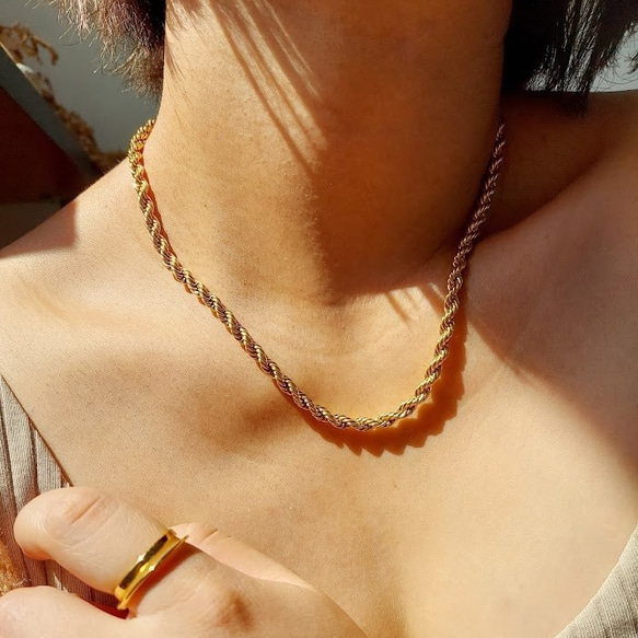 【金属アレルギー対応】5mm twist rope chain necklace RN033 7枚目の画像