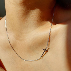 【金属アレルギー対応】stainless side cross necklace RN032 1枚目の画像