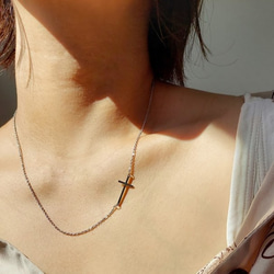 【金属アレルギー対応】stainless side cross necklace RN032 2枚目の画像