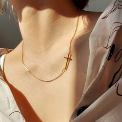 【金属アレルギー対応】stainless side cross necklace RN032 7枚目の画像