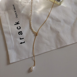 freshwater pearl× snake chain long necklace RN040 9枚目の画像