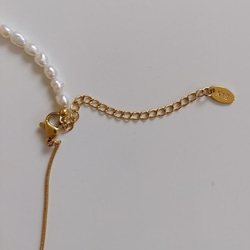 freshwater pearl× snake chain long necklace RN040 10枚目の画像