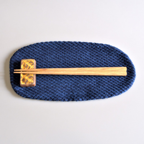 うしじま縫製　|　武州正藍染　カトラリーコースター（小）　二重刺子　濃紺 1枚目の画像