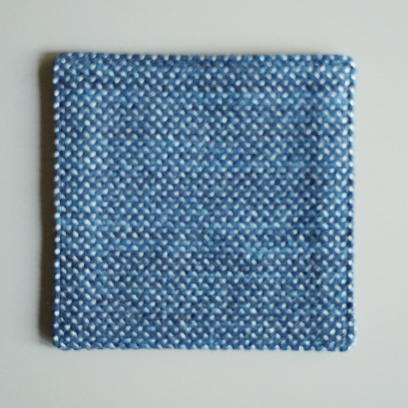 武州正藍染　正方形コースター（小）　一重刺子　ブルー 2枚目の画像