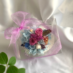 プレゼントに！爽やかブルー&パープルのお花たちのクリアボックス 6枚目の画像