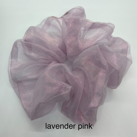 ラメの瞬きオーガンジーボリューミーシュシュ　lavender pink 7枚目の画像