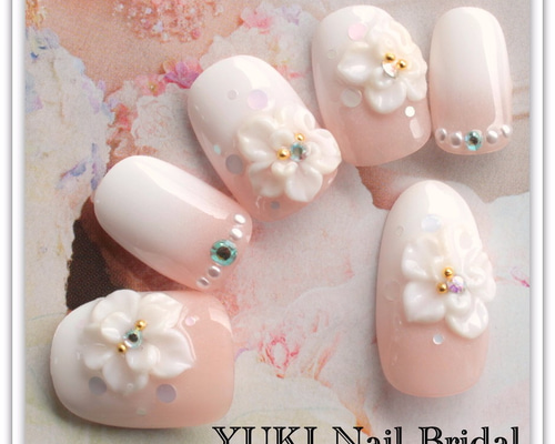ウェディング3Dフラワーネイル05 ネイルチップ（つけ爪） yuki