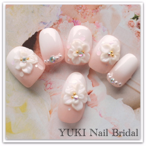 ウェディング3Dフラワーネイル05 ネイルチップ（つけ爪） yuki-nail