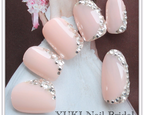 baby pink ネイルチップ ピンク 結婚式ネイル ブライダル 淡いピンクのブライダルネイル ネイルチップ（つけ爪） yuki-nail