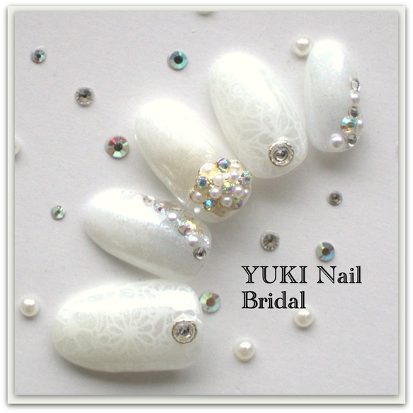 純白ブライダルネイル2 ネイルチップ（つけ爪） yuki-nail