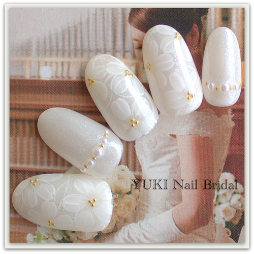 フラワーレースのブライダルネイル ネイルチップ（つけ爪） yuki-nail  