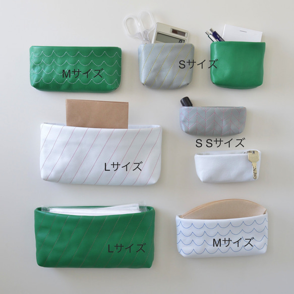 ［受注製作］マグネット付き 本革小物入れ Sサイズ 筆記用具入れにも＊緑＊ 3枚目の画像