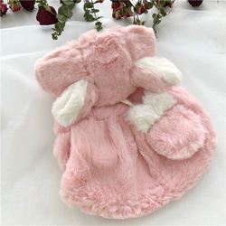 冬用 ピンクウサギのコート 犬服 わんこ服 1枚目の画像