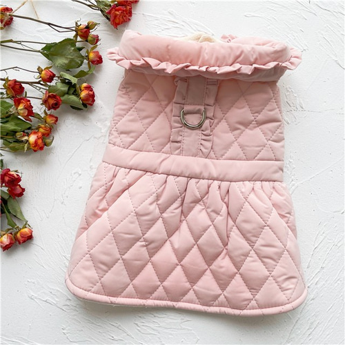 新作♡冬用 Dカン付 犬服 ピンク わんこ服 ペット服・アクセサリー