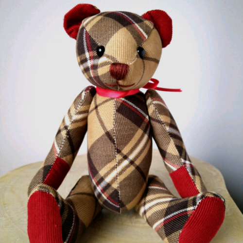 タータンチェックテディベア【受注制作】 ぬいぐるみ kukuma