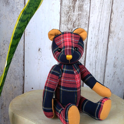 タータンチェックテディベア 紺×赤 ぬいぐるみ kukuma 通販 13072398