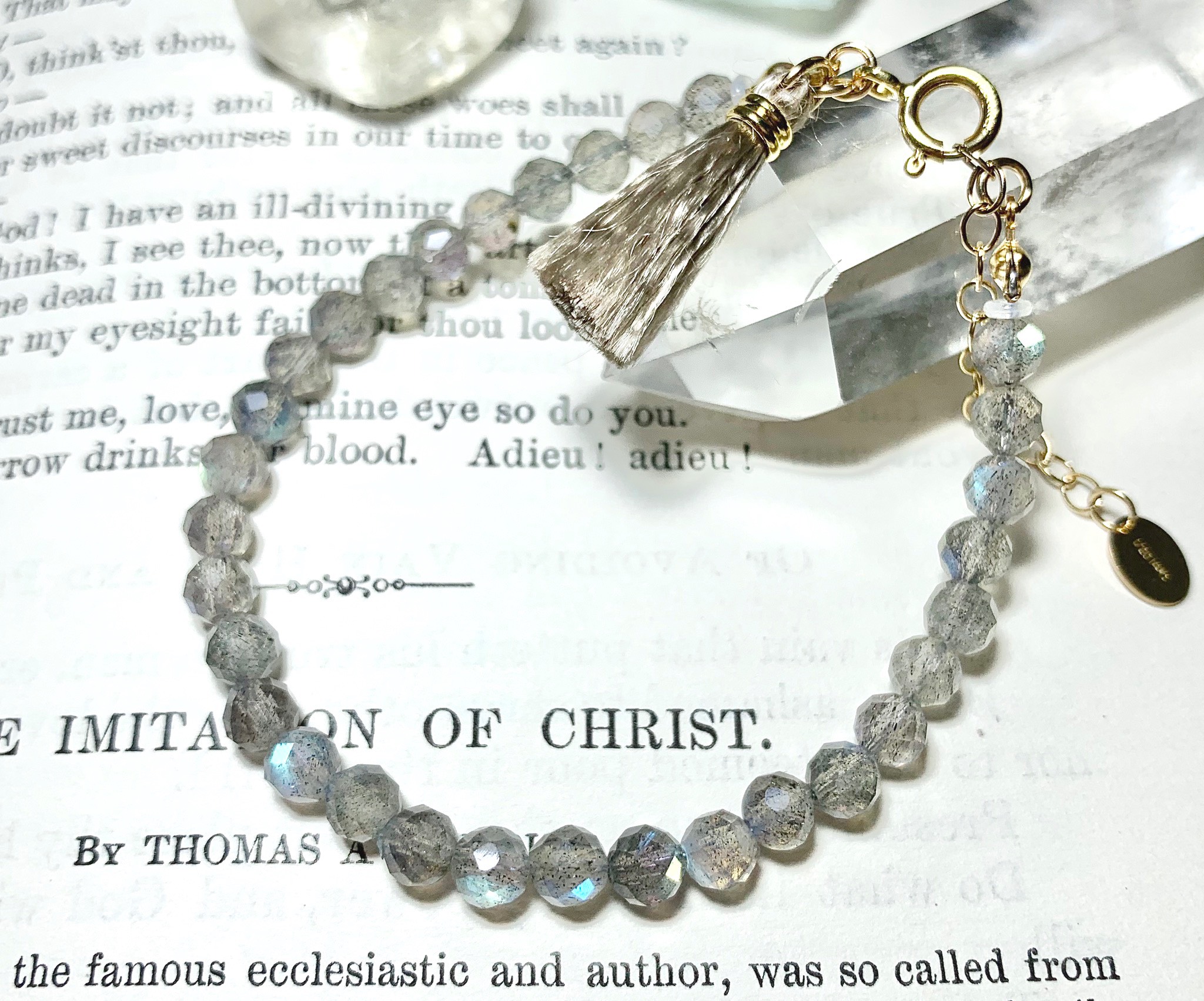 【オマケの石付き】天使エネルギーを宿す ◇叡智・潜在能力を引き出す◇ ラブラドライト ブレスレット 14kgf 調節