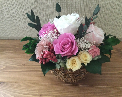 プリザーブドフラワー♡くすみピンク＆グリーン Amazon｜プリザーブドフラワー ミニリース2点セット［くすみピンク