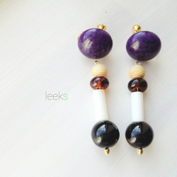 《大ぶりシリーズ》vintage purple pierce、earring 2枚目の画像