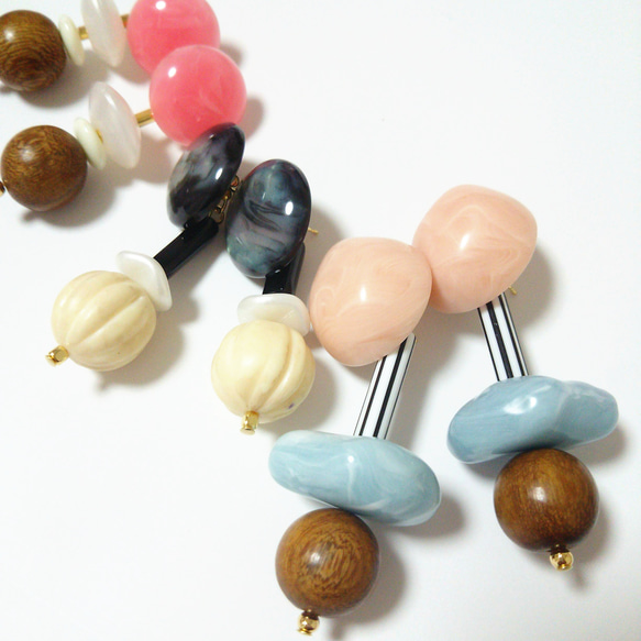 《大ぶりシリーズ》shellcabochon  pierce、earring 5枚目の画像