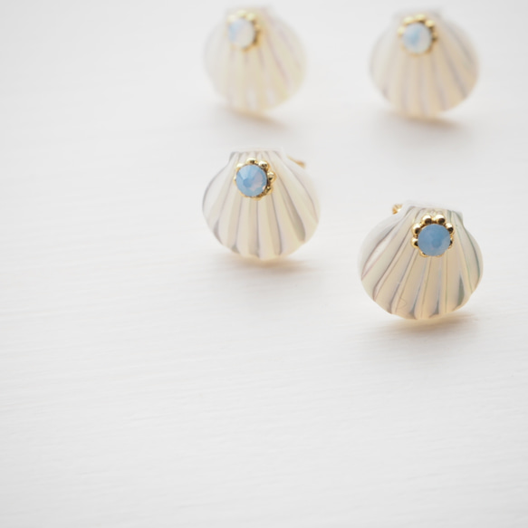美人魚貝殼耳環[白歐泊] 第3張的照片