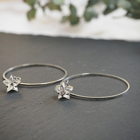 swarovski star 3way hoop【silver】 1枚目の画像