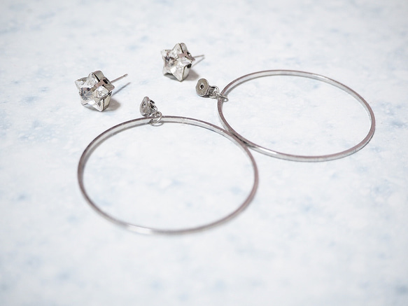 swarovski star 3way hoop【silver】 4枚目の画像