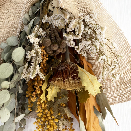 ユーカリとミモザのナチュラルスワッグ(ボリュームたっぷり) ドライ  