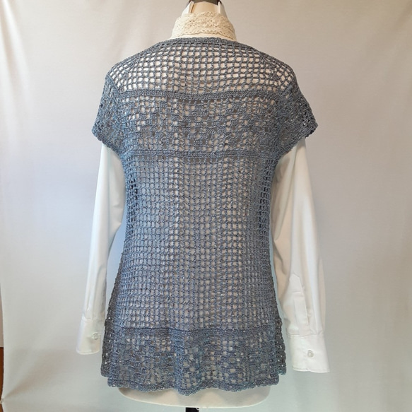 手編み　パープルグレー系ミックス　セーター 3枚目の画像