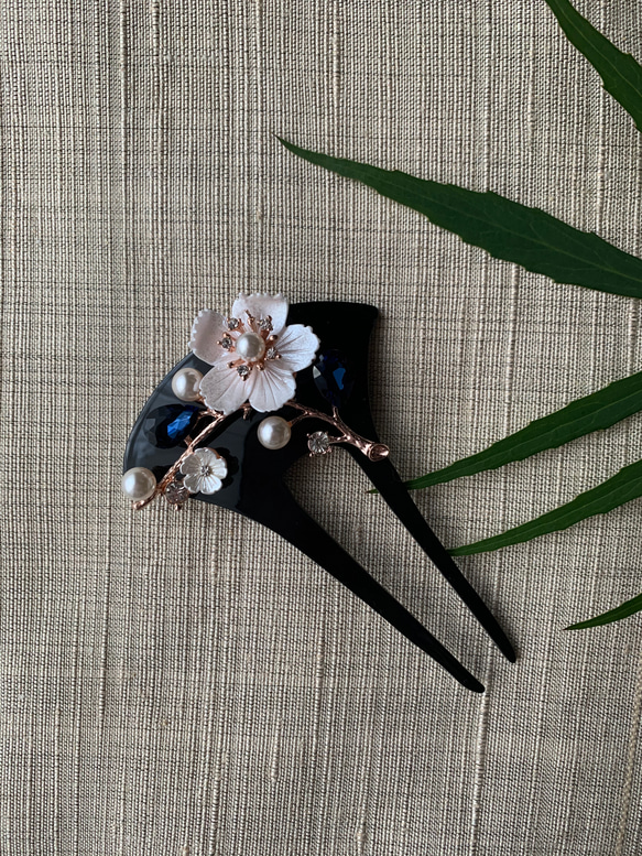 桜モチーフ簪　さくら簪　青 2枚目の画像