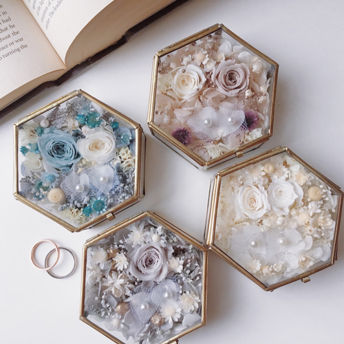 ♫プリンセスアロマストーン＋ケース セピア色の写真・約束のとき】リングピロー・プリザーブド