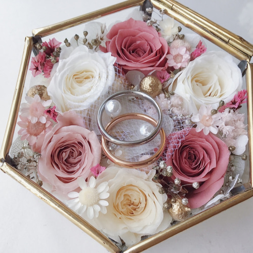 ローズサークル・約束のとき・ホワイト＆ピンク】リングピロー