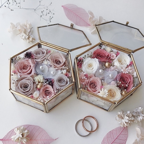 プリザーブドフラワーリングピロー ダイヤモンドローズ スクエア