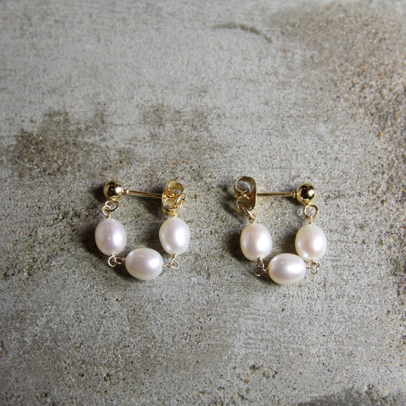 淡水パール◇14kgf◇パールフープピアス ピアス（フープ） aete 通販 