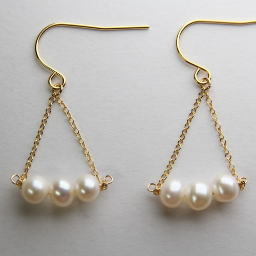 淡水パール◇14kgf◇ブランコピアス ピアス（フック・チェーン） aete