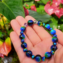 ａａ☆エメラルドグリーン☆ホタルガラスブレスレット2点【No.352】 神秘的な輝き♪エメラルドグリーン☆ホタルガラスブレスレット