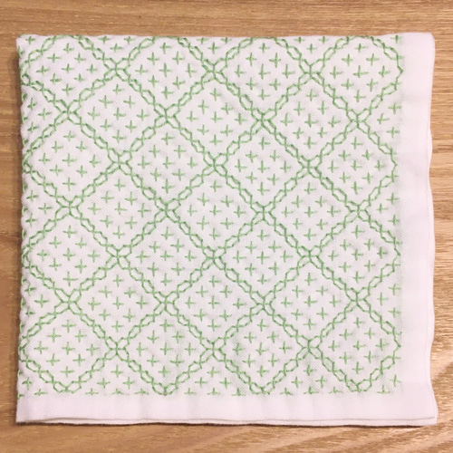 刺し子ふきん〈ビスケット〉グリーン その他キッチン小物 *sanemachine