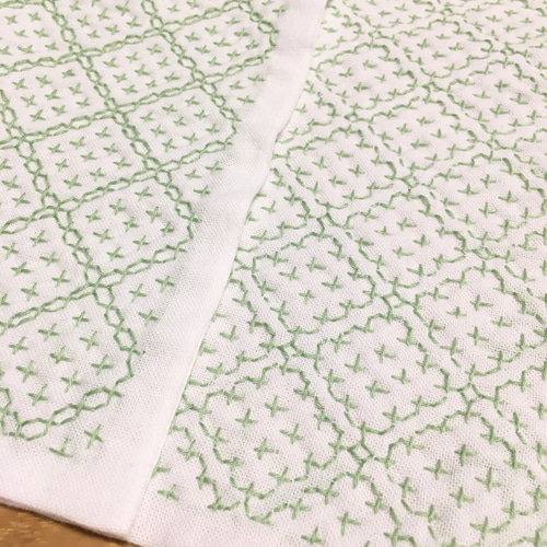 刺し子ふきん〈ビスケット〉グリーン その他キッチン小物 *sanemachine