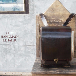 【美品】CHET-LEATHER 大人用ランドセル 本革リュック ブラウン 大人のランドセル・ダークブラウン×白ステッチ リュック・バック