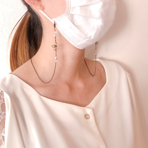 金古美 ワイヤーフラワー✧︎マスクチェーン マスクストラップ