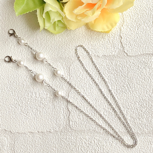 ♪❤️ 薔薇パールロンデルメガネチェーンマスクチェーンハンドメイド