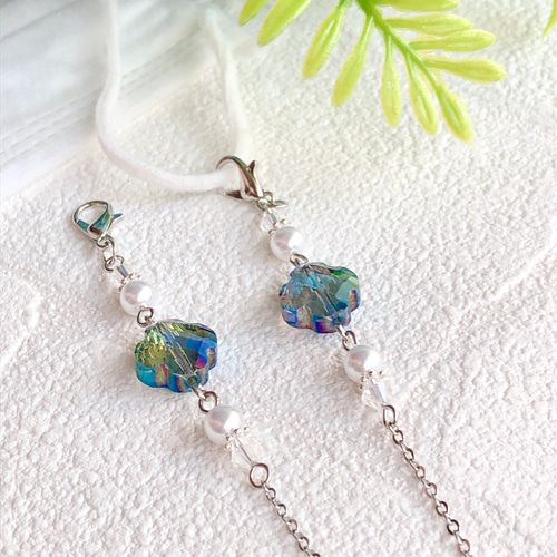 ♪ ❤️ クローバービーズマスクチェーンメガネチェーンハンドメイド