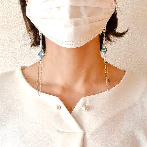 ♪❤️ クローバーパールマスクチェーンメガネチェーンハンドメイド