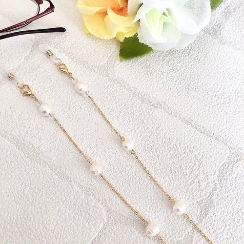 2way 淡水パール サークルライン✧︎メガネチェーン/マスクチェーン