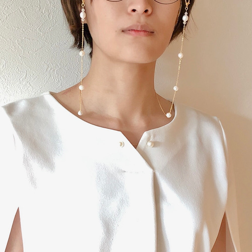 2way 淡水パール サークルライン✧︎メガネチェーン/マスクチェーン