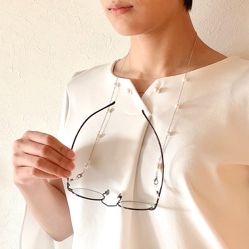 2way 淡水パール サークルライン✧︎メガネチェーン/マスクチェーン