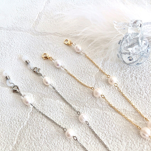 2way 淡水パール サークルライン✧︎メガネチェーン/マスクチェーン