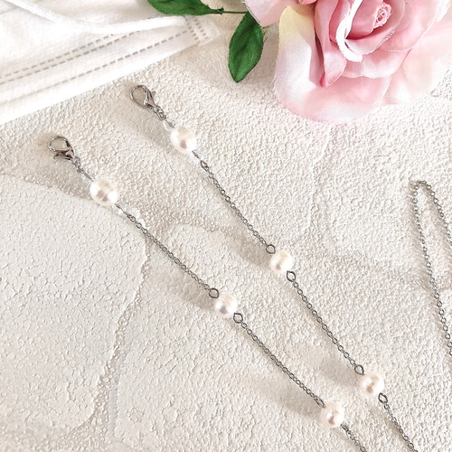 2way 淡水パール サークルライン✧︎メガネチェーン/マスク