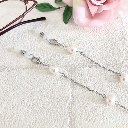 2way 淡水パール サークルライン✧︎メガネチェーン/マスクチェーン